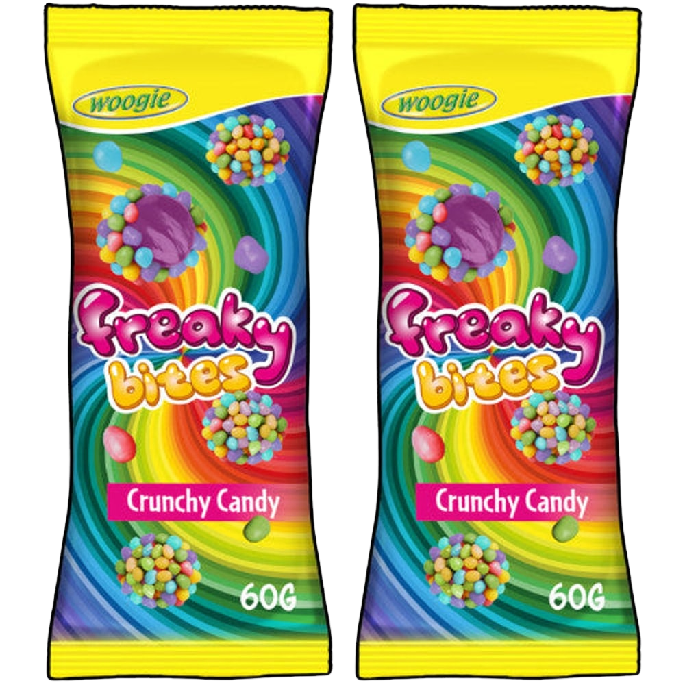 Woogie Freaky Bites Erdbeer Fruchtgummi mit Zuckerperlen 2x 60g
