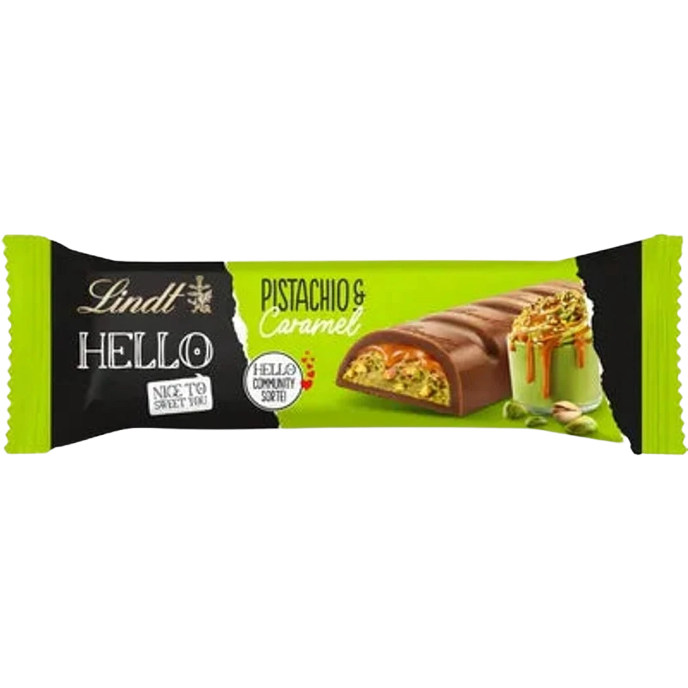 Lindt HELLO Pistachio & Caramel Riegel 40 g