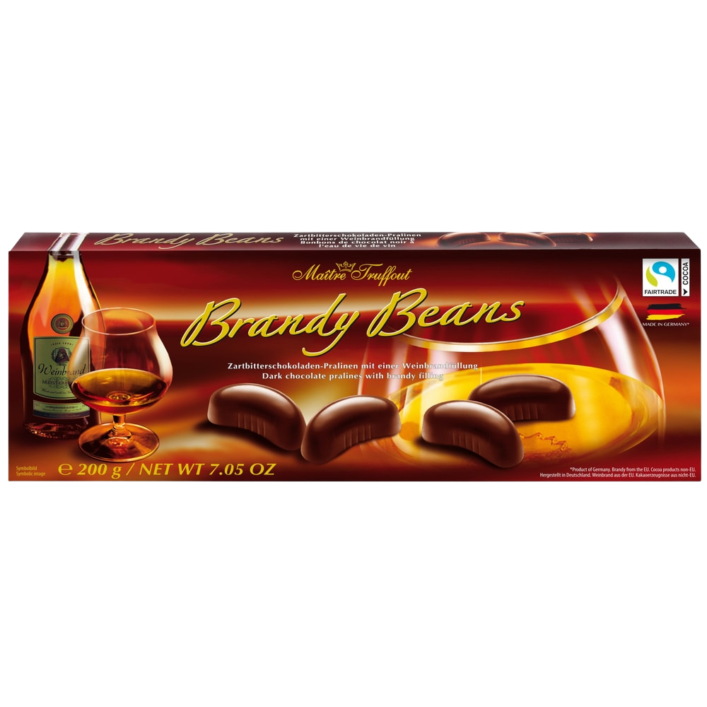 Maître Truffout Brandy Beans Pralinen - Weinbrandbohnen 6% vol. 200g