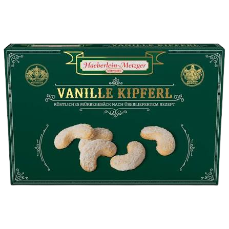 Haeberlein Feines Mürbegebäck Vanille Kipferl mit Puderzucker 100g