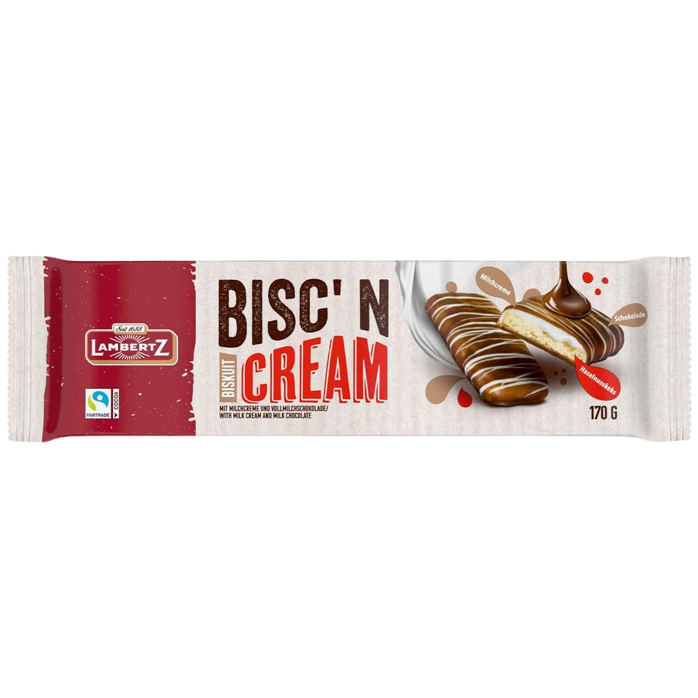 Lambertz Bisc'n Gebäck Cream, Milchcreme Haselnus 170g