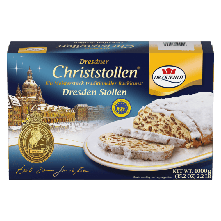 Dr. Quendt Dresdner Christstollen 1kg - Klassischer, fruchtiger Christstollen für festliche Anlässe und besondere Genussmomente