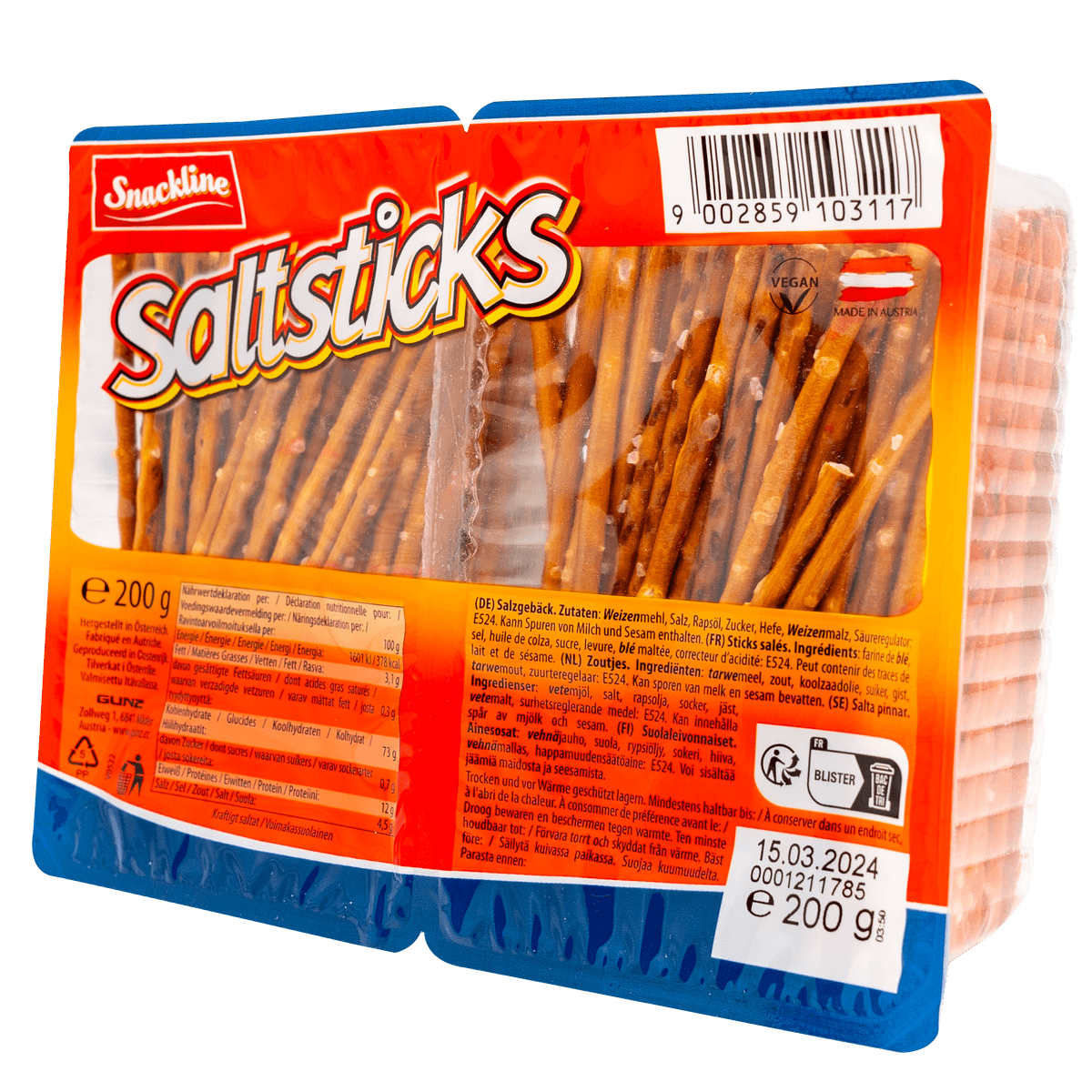Snackline Salzsticks Laugengebäck in Stangenform 200g 58c806-2