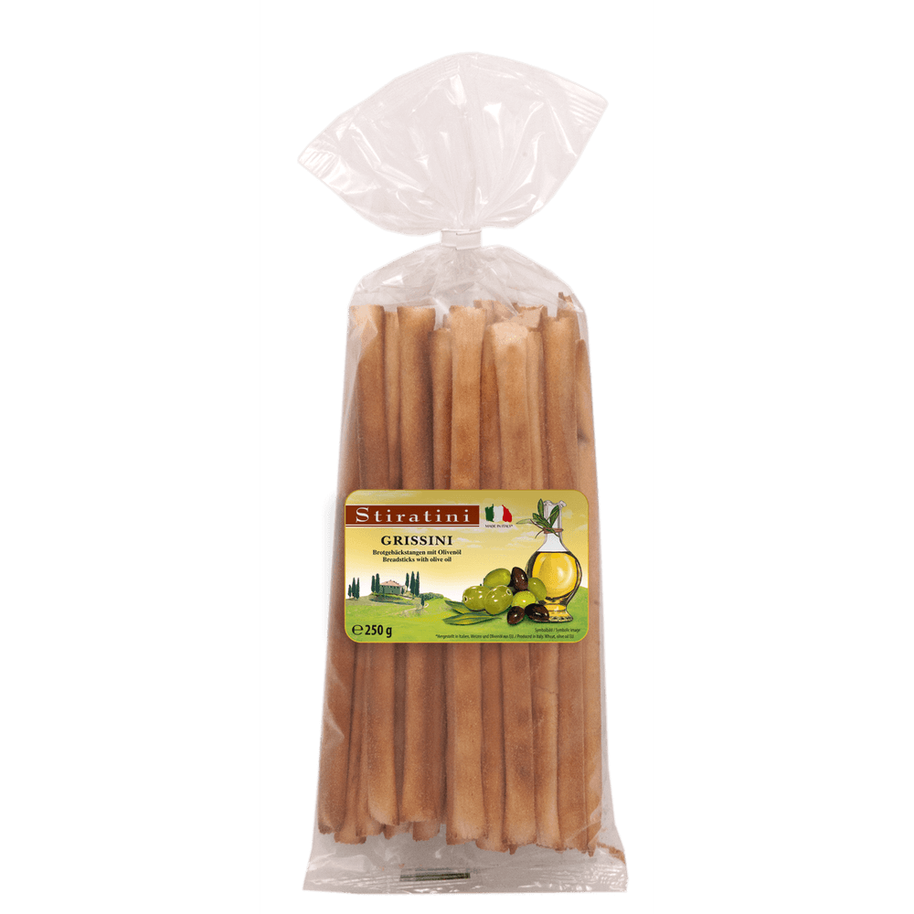 Stiratini Grissini Brotgebäckstangen mit Olivenöl 250g