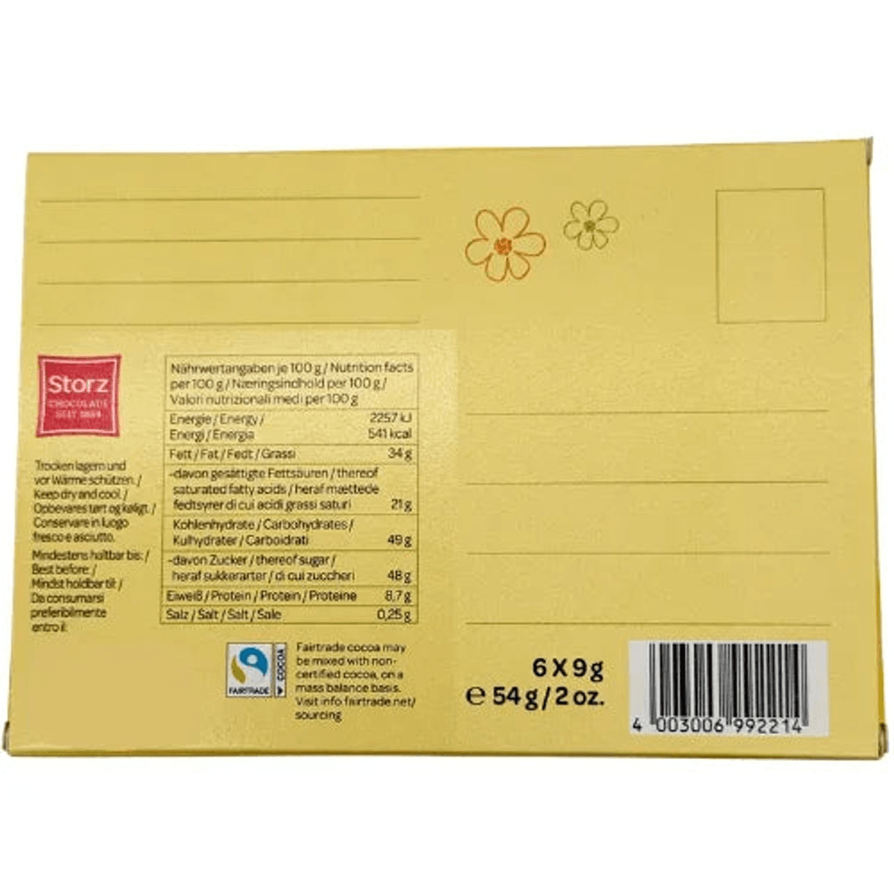 Storz Grußkarte Ostern Herz Vollmilch Schokolade 6x 9g, 54 g