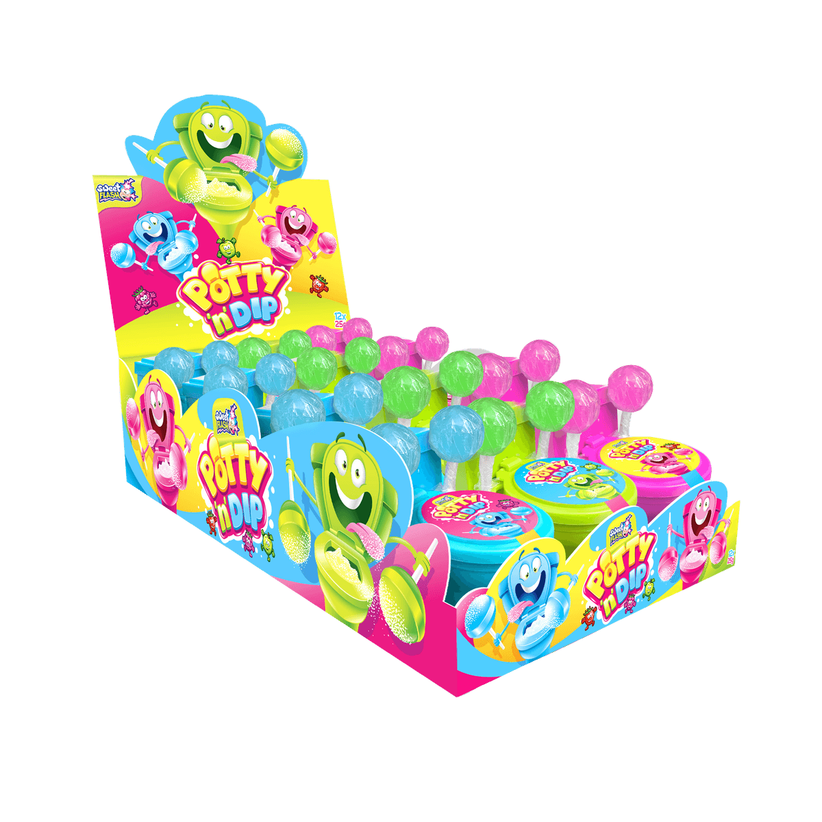 Sweet Flash Potty n Dip Lollipop & Pulver 25g 58c806-2