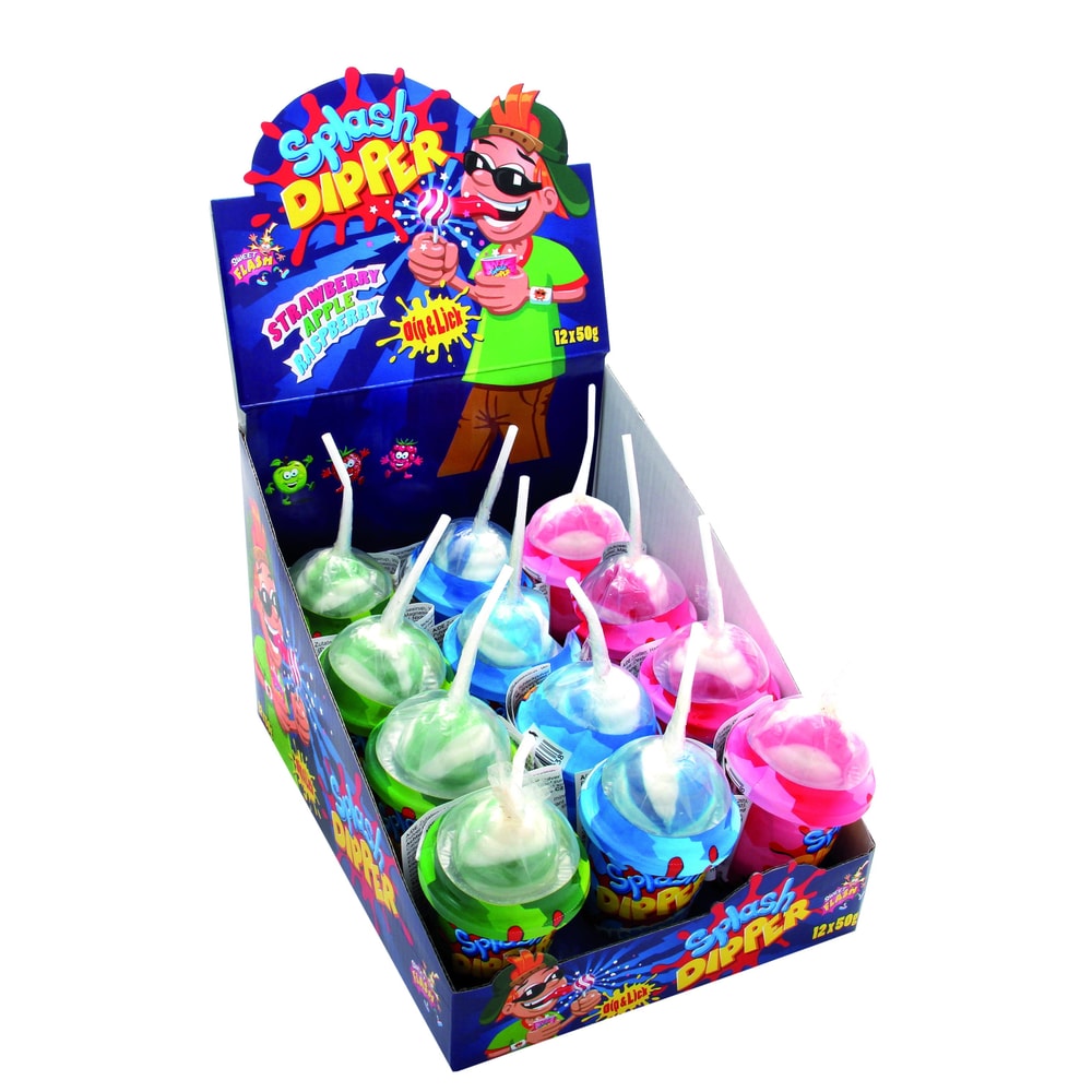 Sweet Flash Splash Dipper Lollipop & Pulver 50g