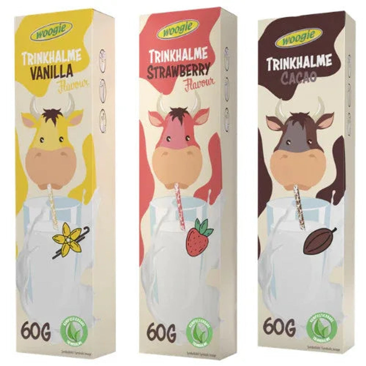 Trinkhalme Zuckerperlen 10x6g 60g Erdbeere Kakao Vanille, Auswählbar 58c806-2