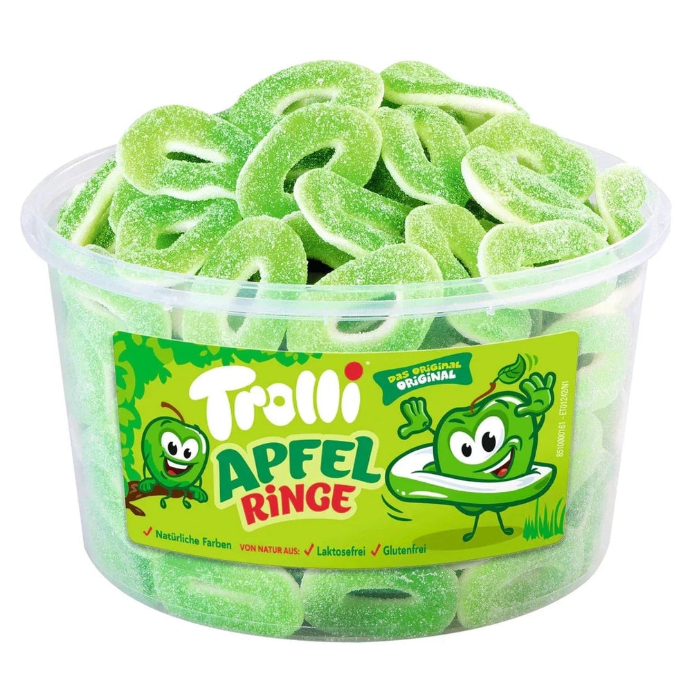 Trolli Apfelringe Fruchtgummi sauer Dose 1200g