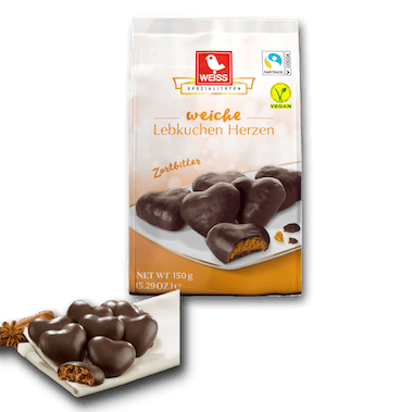 Weiss Lebkuchen-Herzen Zartbitter 150 g 58c806-2