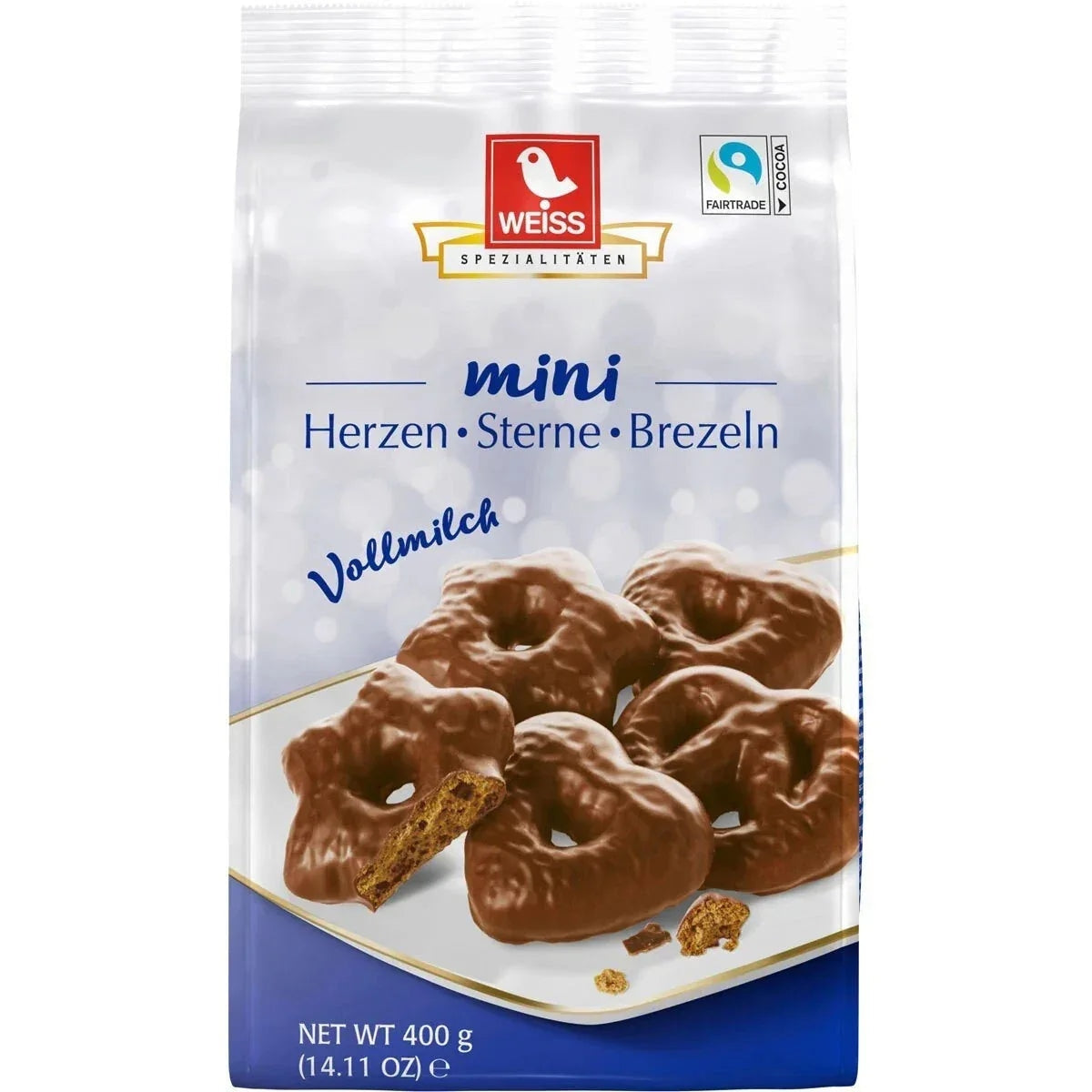 Weiss Mini Lebkuchen Mischung, Herzen Sterne Brezeln | Vollmilchschokolade 400g 58c806-2