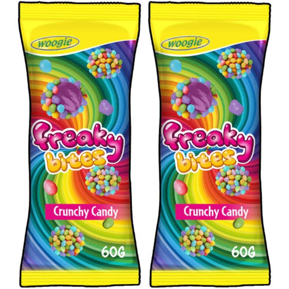 Woogie Freaky Bites Erdbeer Fruchtgummi mit Zuckerperlen 2x 60g