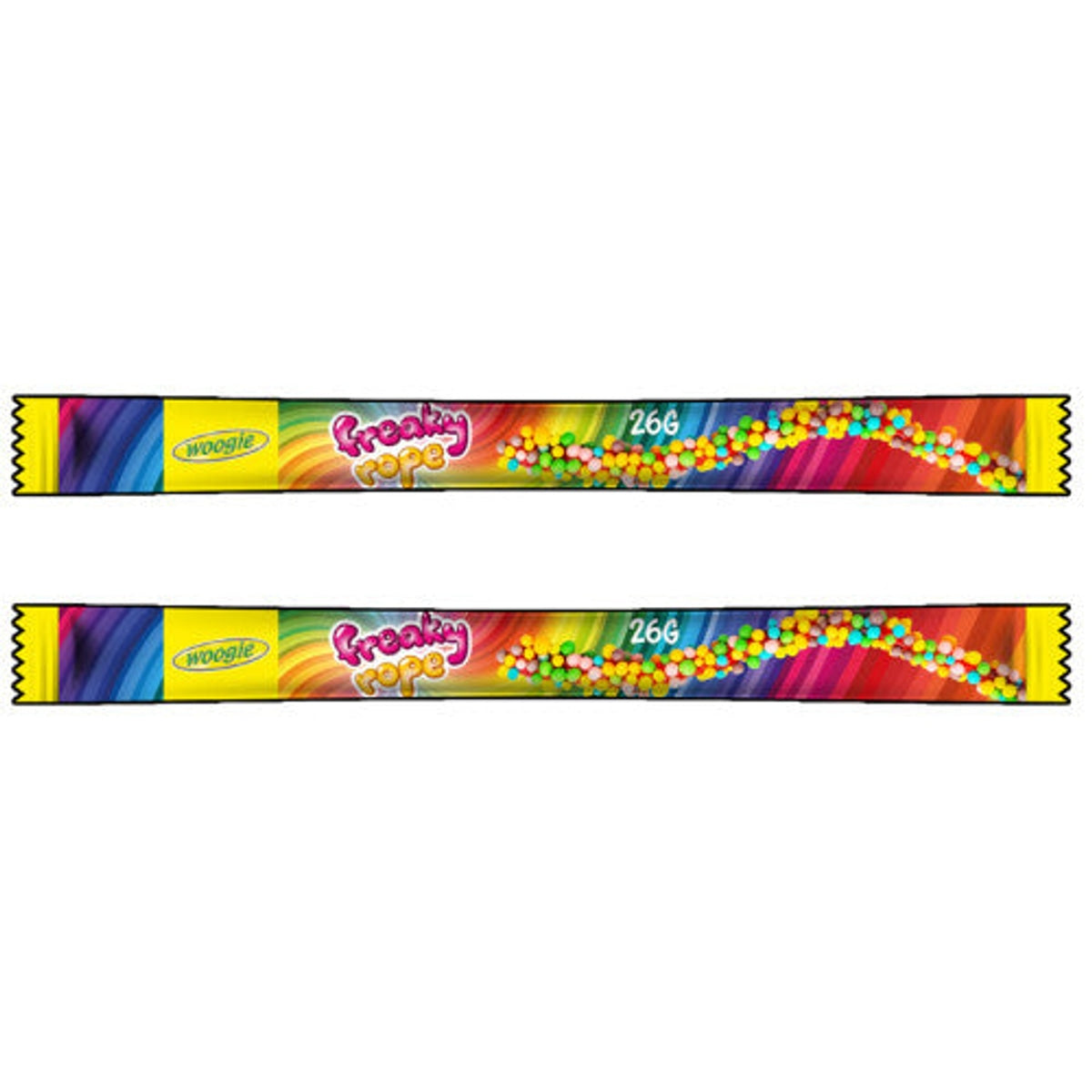 Woogie Freaky Rope Erdbeer Fruchtgummi mit Zuckerperlen 2x 26g 58c806-2