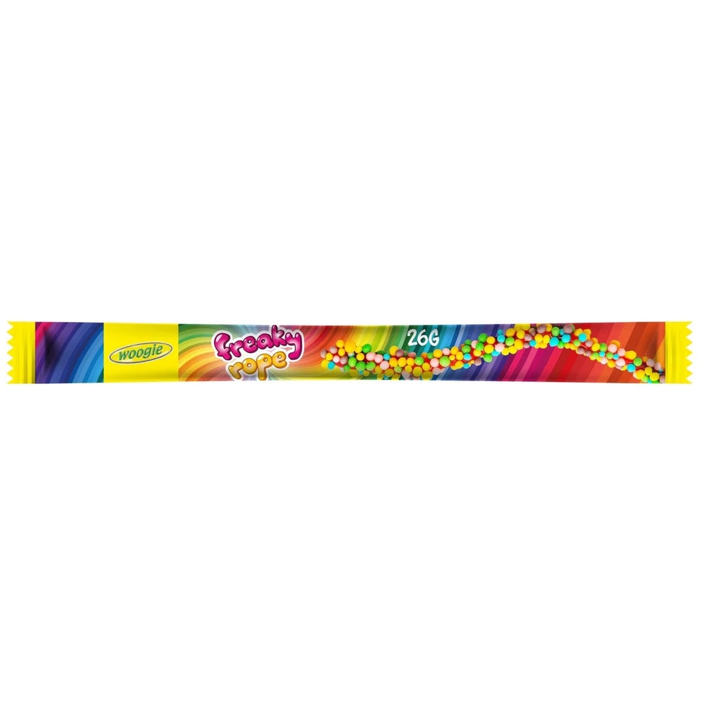 Woogie Freaky Rope Erdbeer Fruchtgummi mit Zuckerperlen 2x 26g