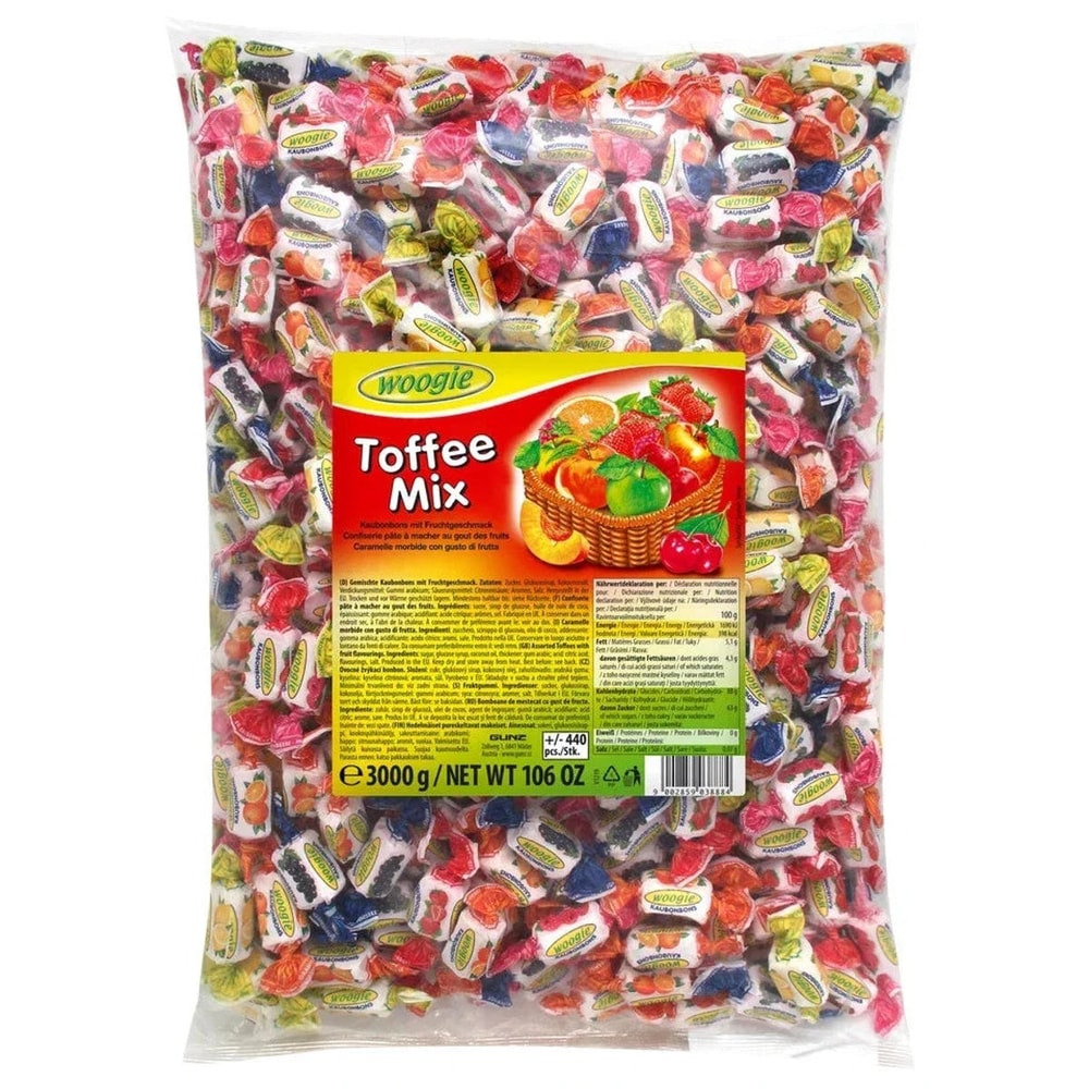 Woogie Kaubonbons Toffee Mix Fruchtgeschmack 3000g