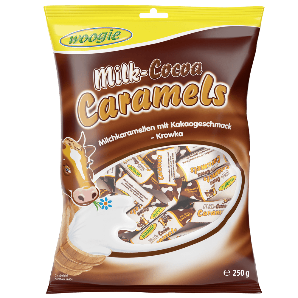 Woogie Milchkaramellen Kakao 250g kakaofreie Schoko-Alternative