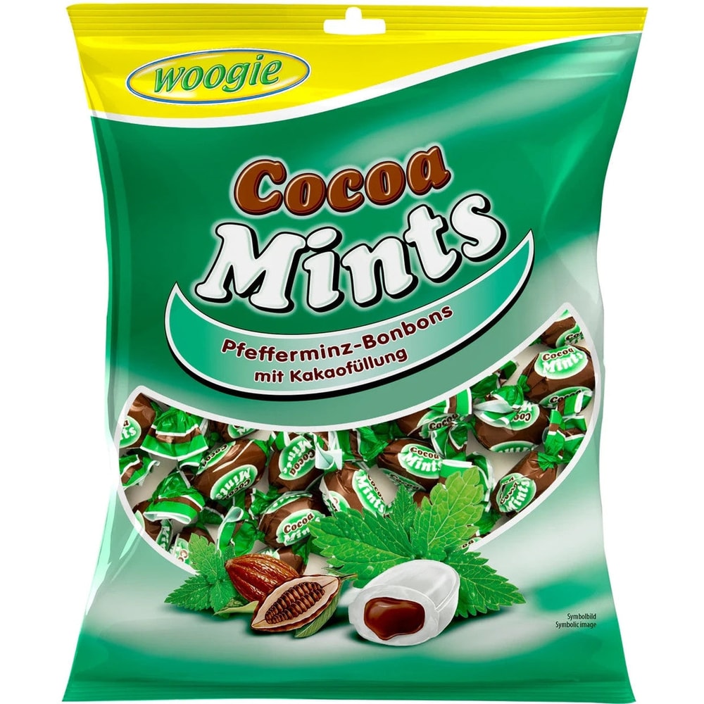 Woogie Pfefferminz Bonbons mit Kakaofüllung Pfefferminzbonbons 150g