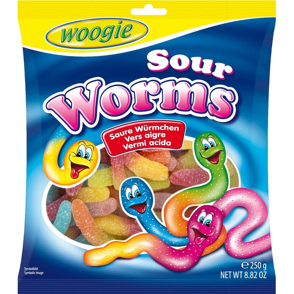 Woogie Saure Würmer Fruchtgummi Sauer Fruchtgeschmack 250g