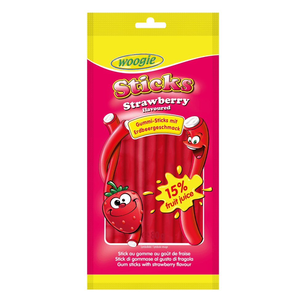 Woogie Strawberry Sticks mit Füllung 2x80g