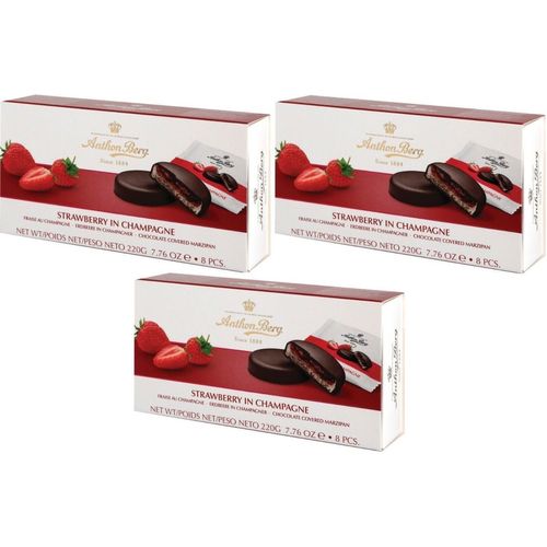 Anthon Berg Erdbeer Champagner   Marzipan Pasteten 3 x 220g - Foodtrade-Handel.de