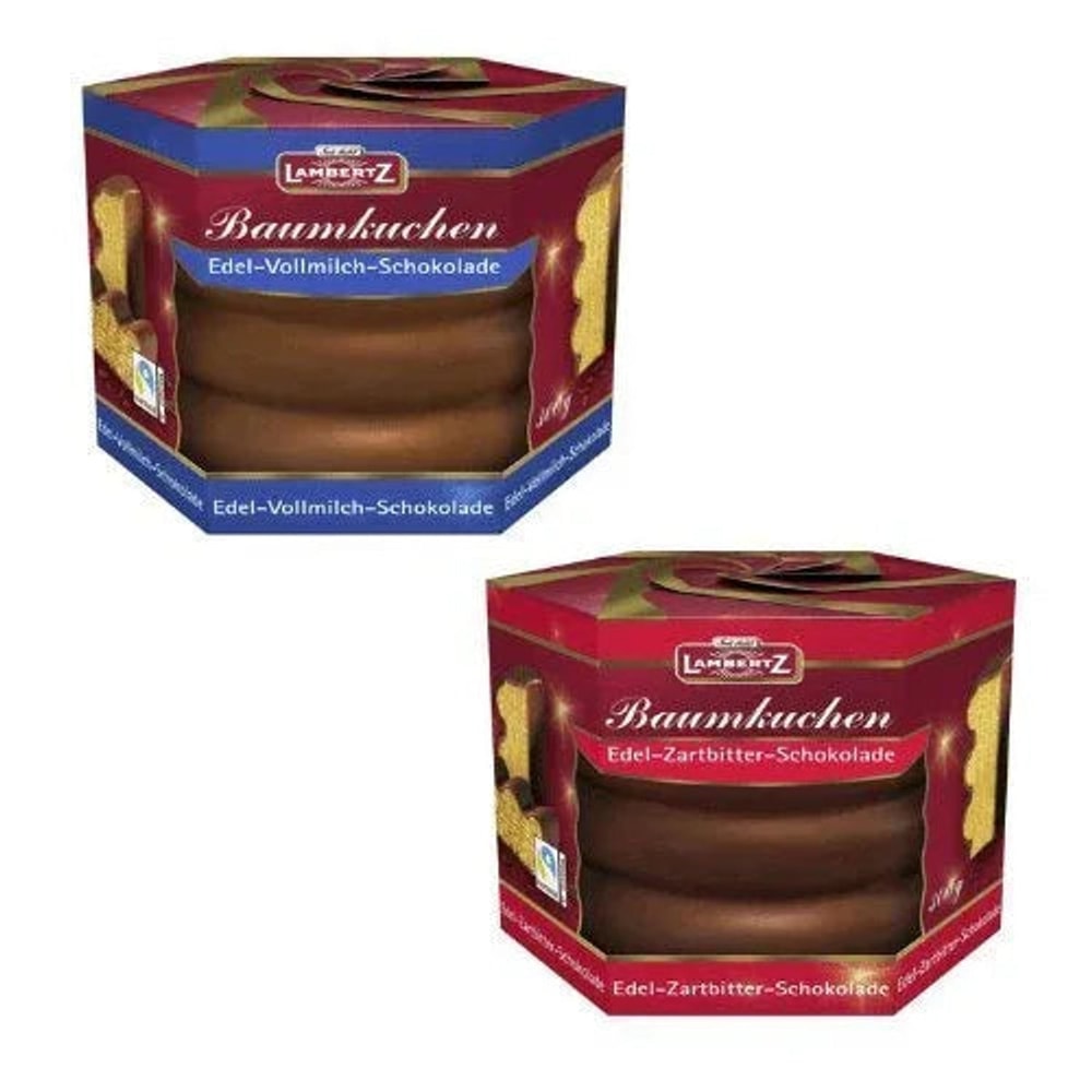 Baumkuchen Zartbitter / Vollmilch Schokolade Lambertz 2x 300g