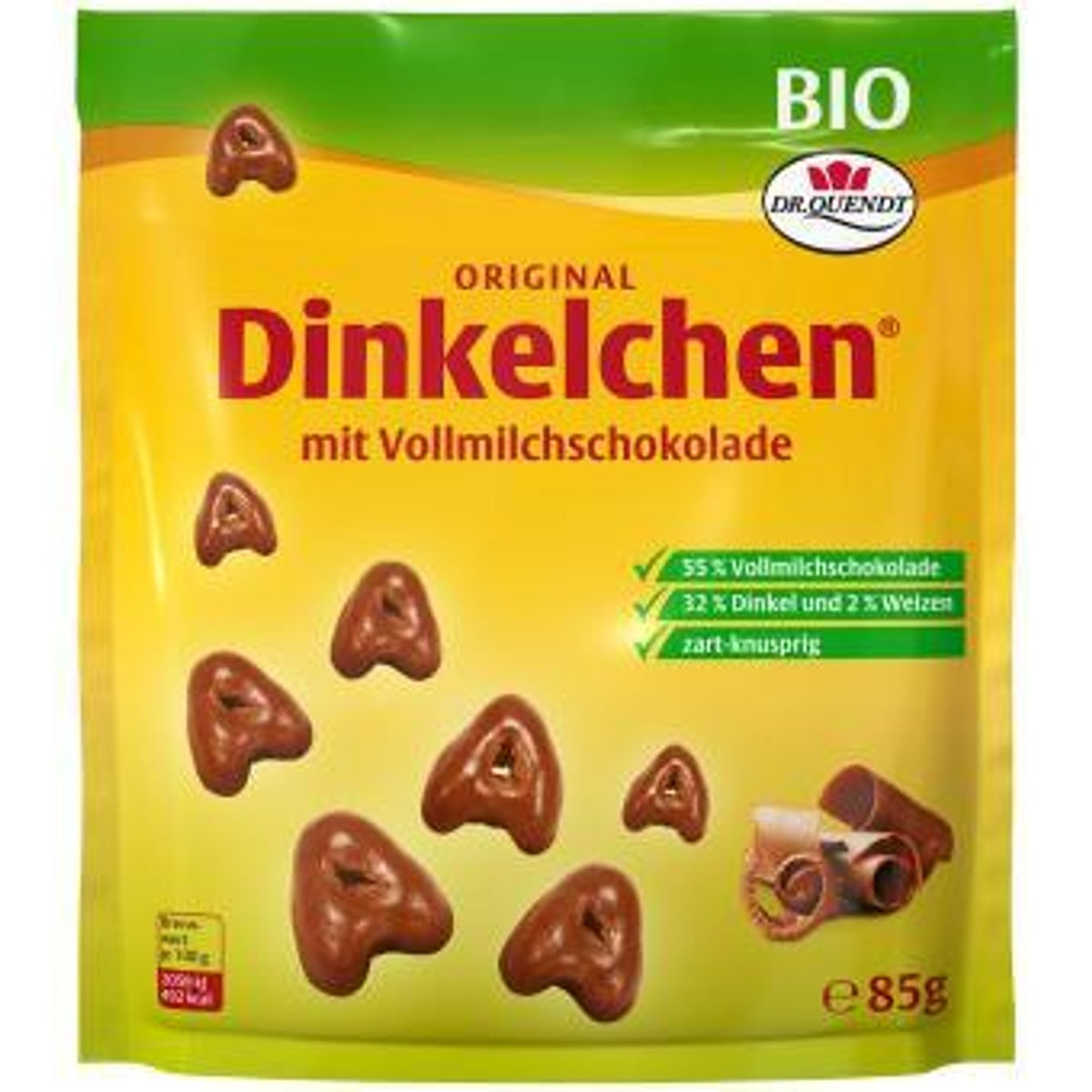 Dr. Quendt Dinkelchen Vollmilch Bio 85g - Knusprige Dinkelkekse mit vollmundiger Vollmilchschokolade für natürlichen Genuss 58c806-2