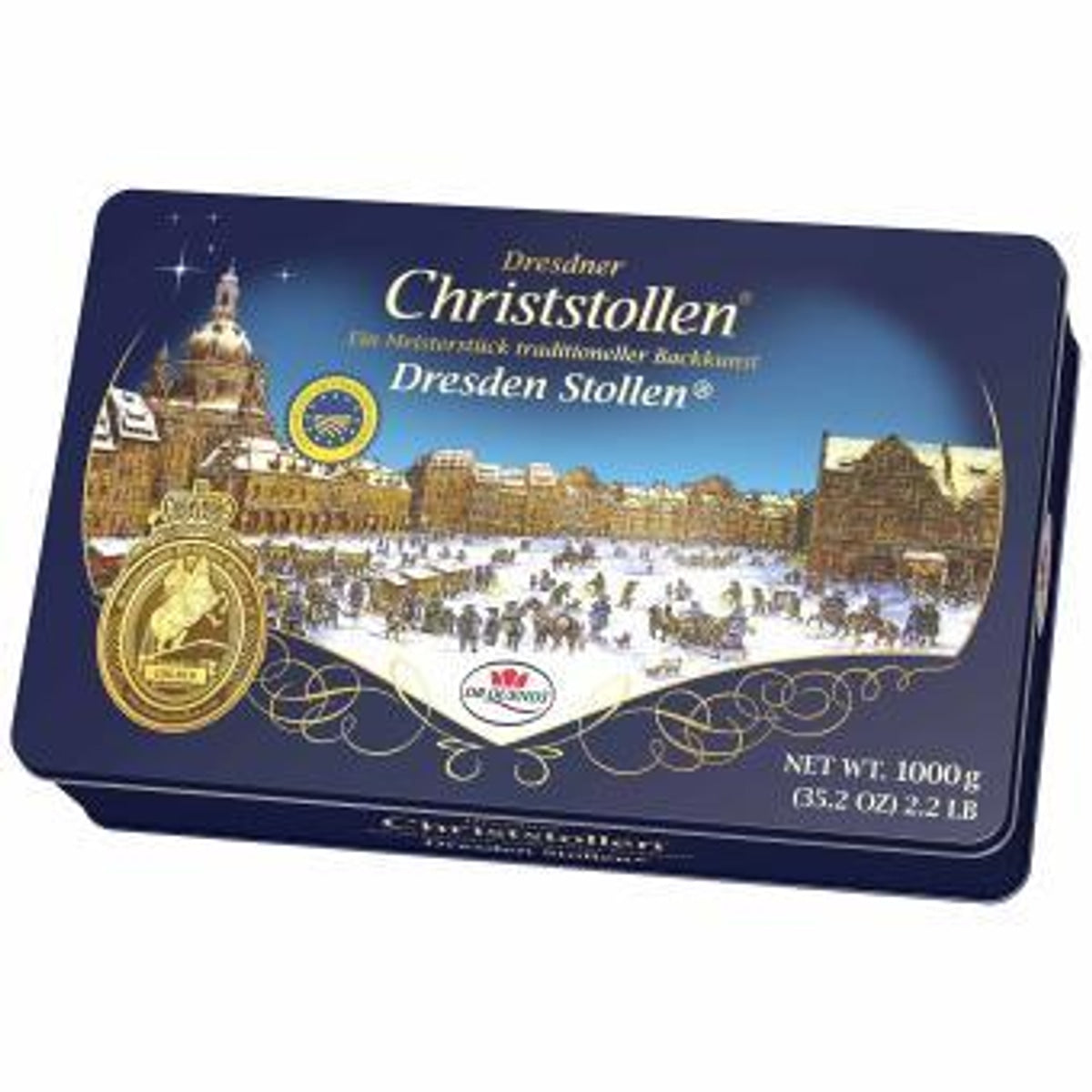 Dr. Quendt Dresdner Christstollen Dose 1kg - Saftiger Christstollen für festliche Anlässe in großzügiger Verpackung 58c806-2