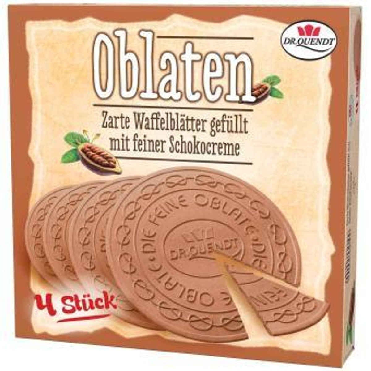 Dr. Quendt Oblaten mit Schokocreme 4er (150g) - Zarte Oblaten gefüllt mit cremiger Schokolade für süßen Genuss 58c806-2