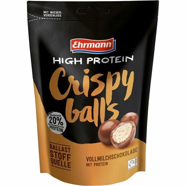 Ehrmann High Protein Crispy balls mit Vollmilchschokolade 10x90 g - Foodtrade-Handel.de - Ehrmann - Ehrmann High Protein Crispy balls mit Vollmilchschokolade 10x90 g