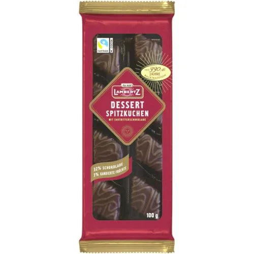 Lambertz Dessert Spitzkuchen überzogen mit Zartbitterschokolade 100g - Schokobote.de