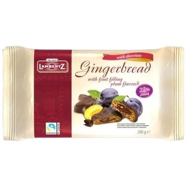 Lambertz Gingerbread mit Pflaumenmus | 200g Packung | 22% Pflaumenmusfüllung - Foodtrade-Handel.de