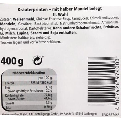 Lambertz Kräuter Printen 5 x 400g mit halber Mandel belegt 2 kg. - Foodtrade-Handel.de