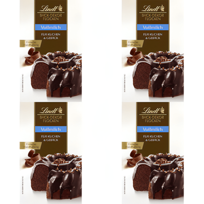 Lindt Back Dekor Flocken Vollmilch Schokolade für Gebäck und Desserts 4x 120g - Foodtrade-Handel.de