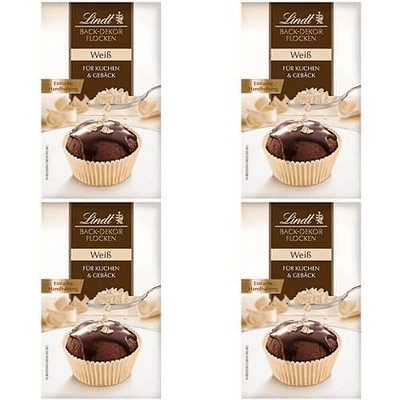 Lindt Back Dekor Flocken Weiße Schokolade für Gebäck und Desserts 4x 120g - Foodtrade-Handel.de