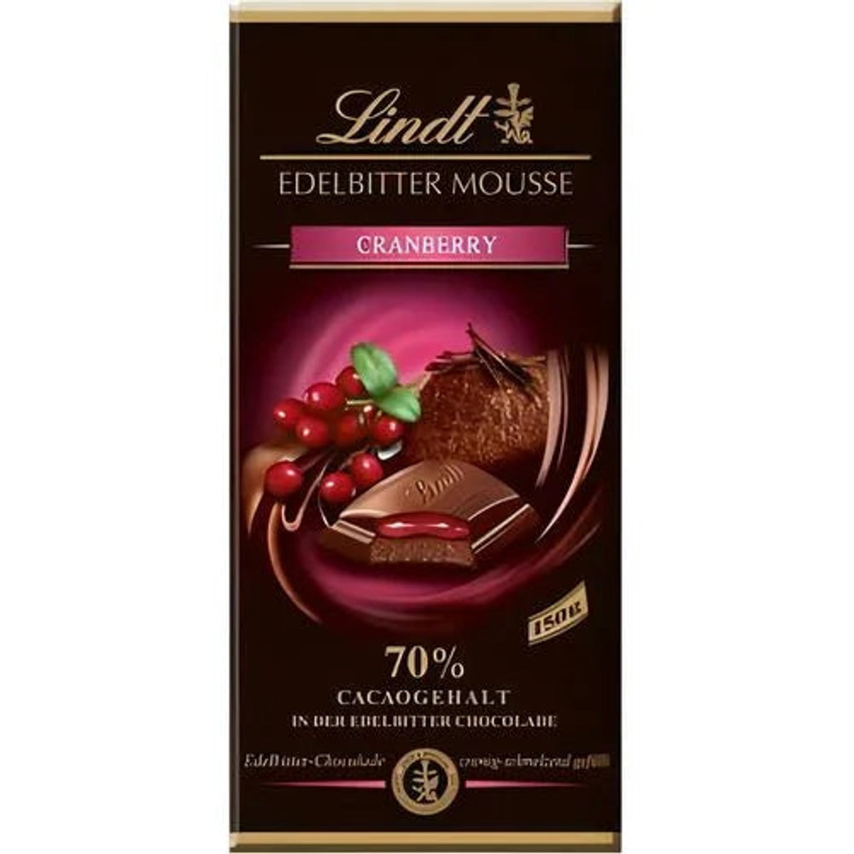 Lindt Edelbitter-Mousse Cranberry, Schokolade, 150g Tafel 58c806-2