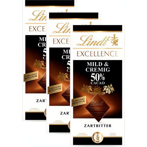 EXCELLENCE Mild & Cremig 50% - Schokolade - 3 Tafeln je 100 Gramm - Foodtrade-Handel.de