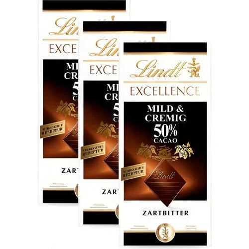 EXCELLENCE Mild & Cremig 50% - Schokolade - 3 Tafeln je 100 Gramm - Schokobote.de