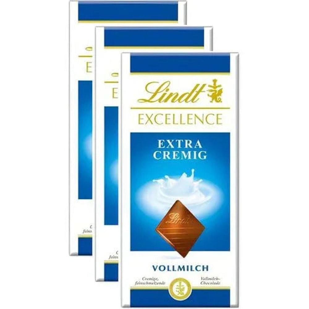 Lindt Excellence Vollmilch Extra Cremig - Schokolade - 3 Tafeln je 100 Gramm