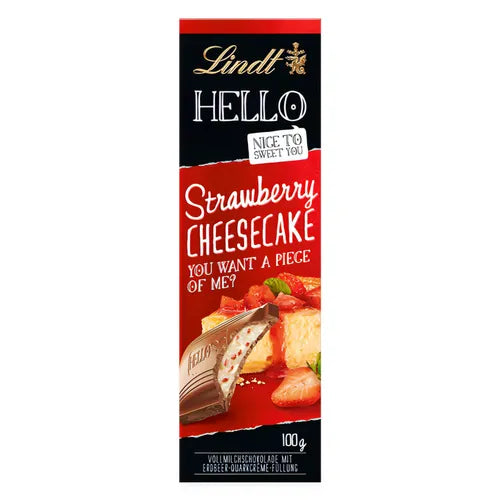 Lindt Hello Strawberry Cheesecake - Schokolade Erdbeere Käsekuchen - 100g - Foodtrade-Handel.de