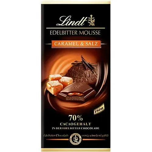 Lindt Edelbitter Mousse Karamell Schokolade - Caramel Salz, 150g - Schokobote.de
