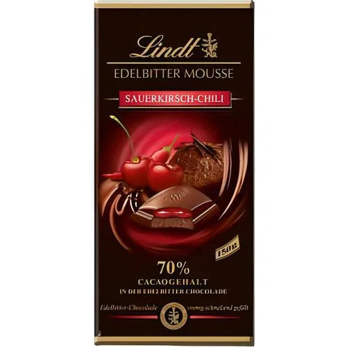 Lindt Edelbitter Mousse Schokolade - Sauerkirsch Chili - 150g - Schokobote.de