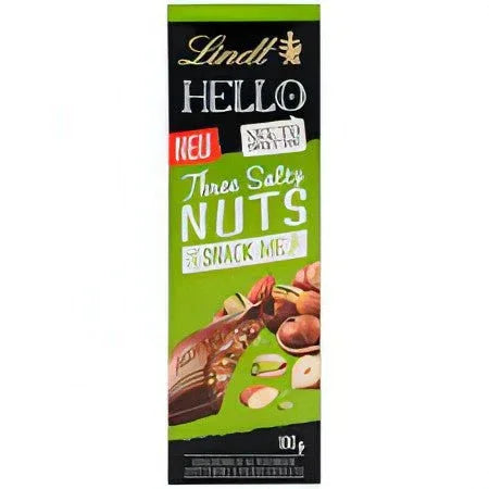Lindt Hello Three Salty Nuts Vollmilch Tafel 100g - Schokobote.de