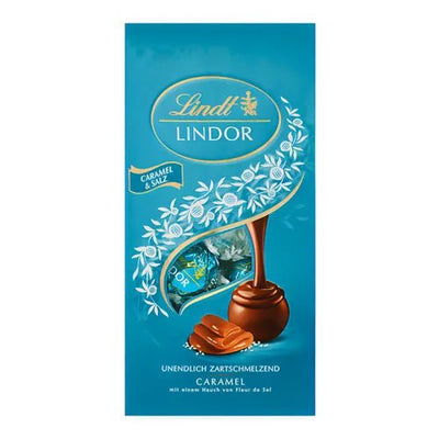 Lindt Lindor Caramel & Salz - Vollmilch Karamell Schokolade Pralinen - 137g - Foodtrade-Handel.de