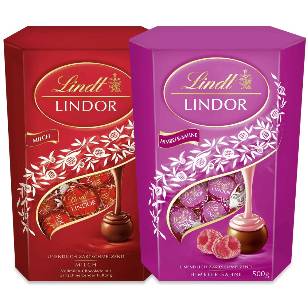 Lindt LINDOR Cornet Milch & Himbeere Schokolade, 500g - Foodtrade-Handel.de