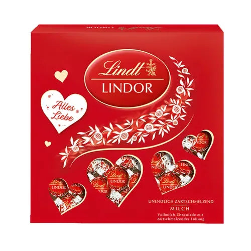 Lindt Lindor Präsent Box mit Herz Cutouts, 187g - Schokobote.de