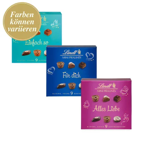 Lindt Mini Pralines - Pralinen Geschenk Präsent - 100 Gramm - Schokobote.de