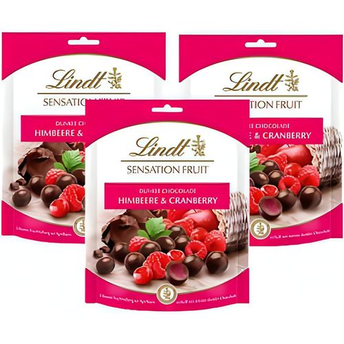 Lindt Sensation Fruit Dunkle Chocolade Kugeln Himbeere und Cranberry 3x 150g - Foodtrade-Handel.de