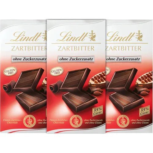 Lindt Zartbitter ohne Zuckerzusatz 3x 100g - Foodtrade-Handel.de