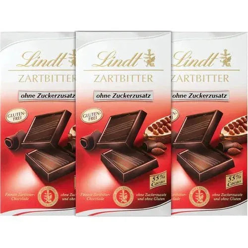 Lindt Zartbitter ohne Zuckerzusatz 3x 100g - Schokobote.de