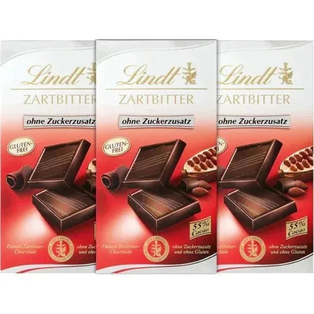 Lindt Zartbitter ohne Zuckerzusatz 3x 100g